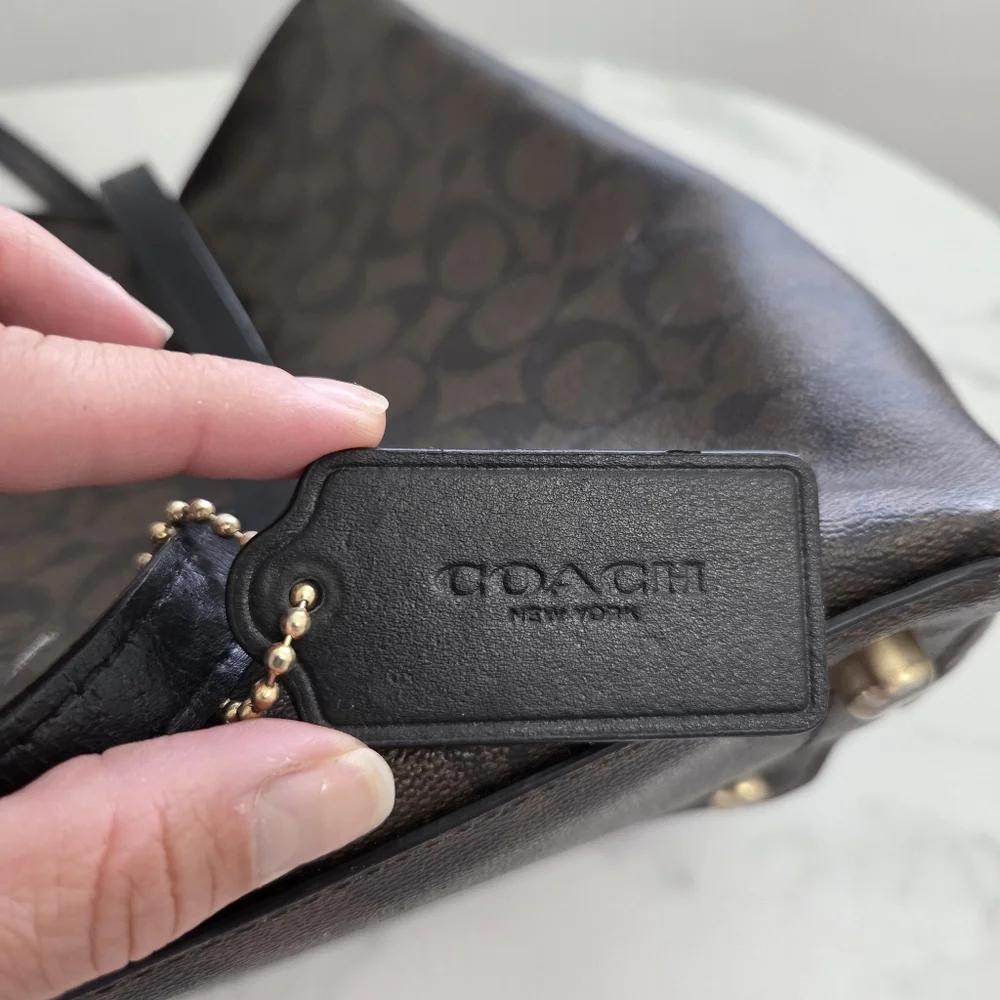 Coach Signature Tote Bag Brown and Black